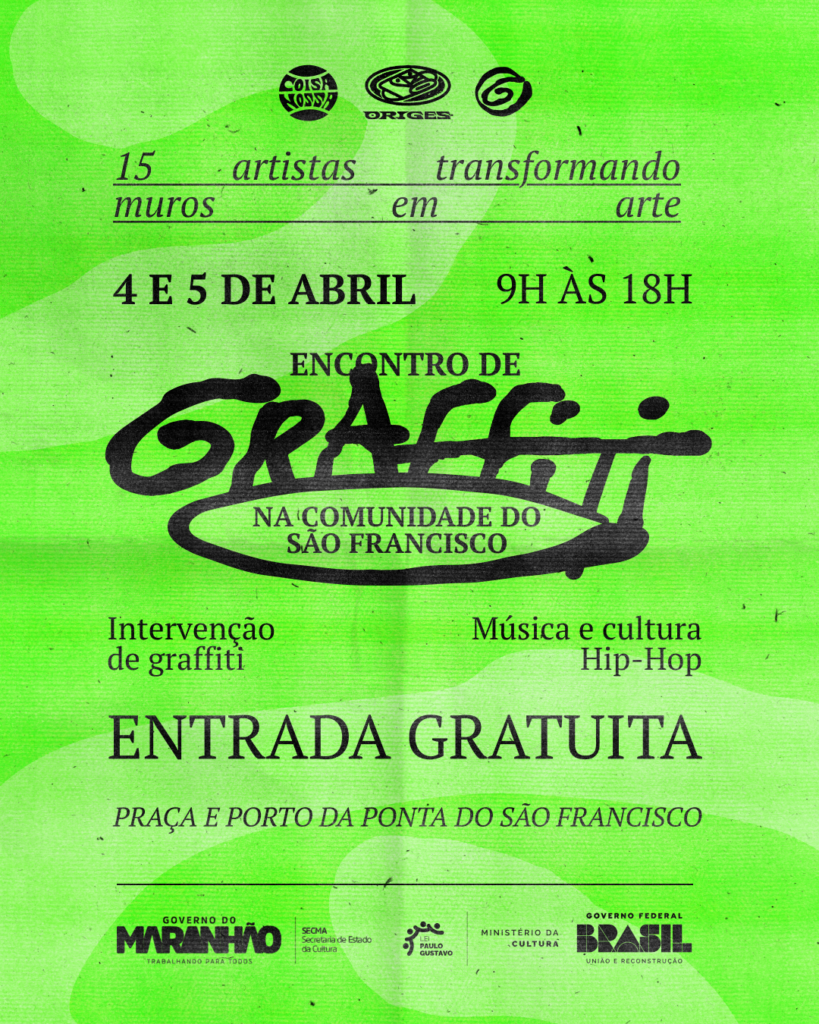“Encontro de Graffiti na Comunidade do São Francisco” leva arte urbana, música e cultura hip-hop para São Luís